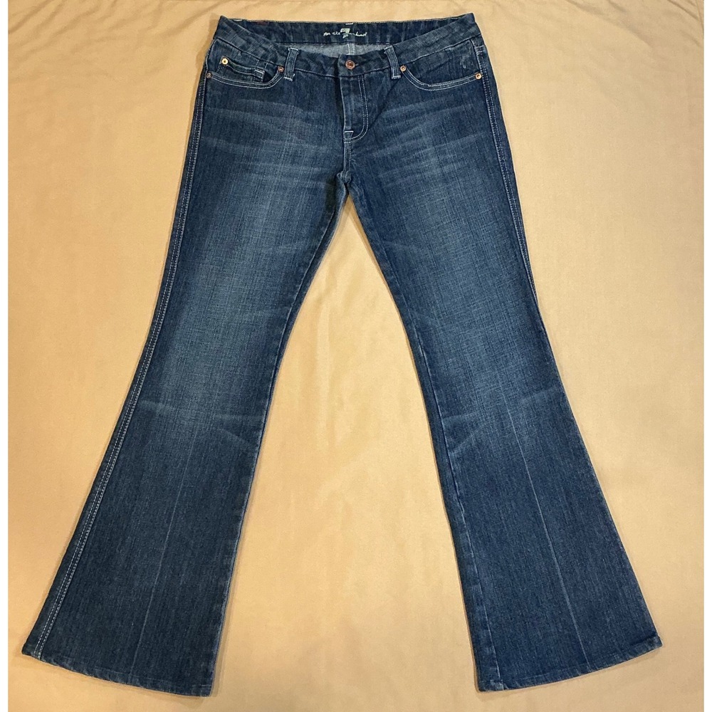 7 For All Mankind A Pocket Flare Jeans Blue Wash Crystal Size 29 U130C055U-055U